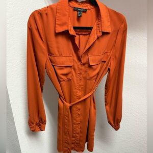 Forever 21 Orange Long Sleeve Dress